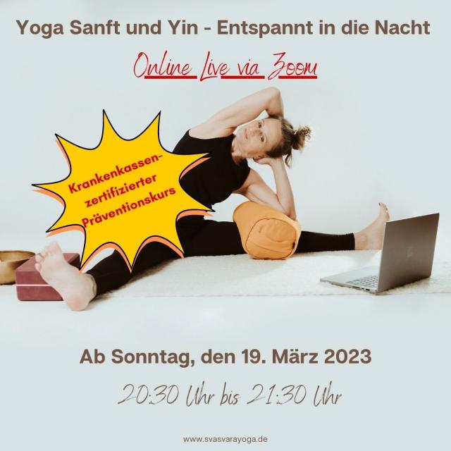 Krankenkassenzertifizierter Online Live Yin Yoga Kurs Hatha Yoga Sanft und Yin - - Sonstige Sportarten - Augsburg