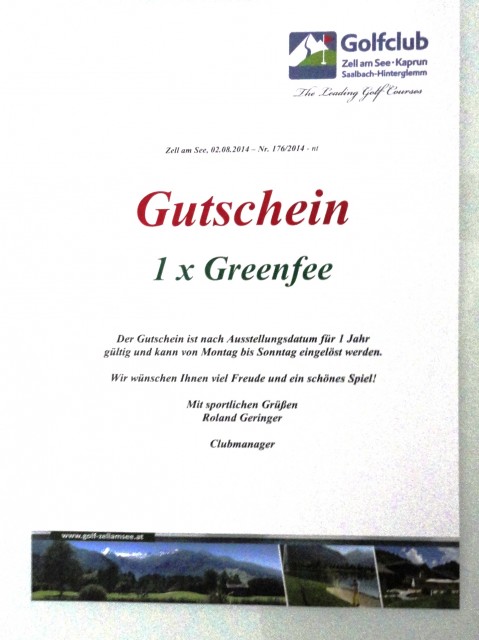 Greenfee- Gutschein für den Golfclub Zell am See- Kaprun (AT) - Golfsport - marburg
